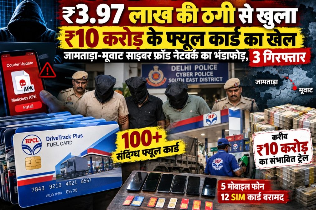 ₹3.97 लाख की ठगी से खुला ₹10 करोड़ के फ्यूल कार्ड का खेल, जामताड़ा-मूवाट साइबर फ्रॉड नेटवर्क का भंडाफोड़, 3 गिरफ्तार